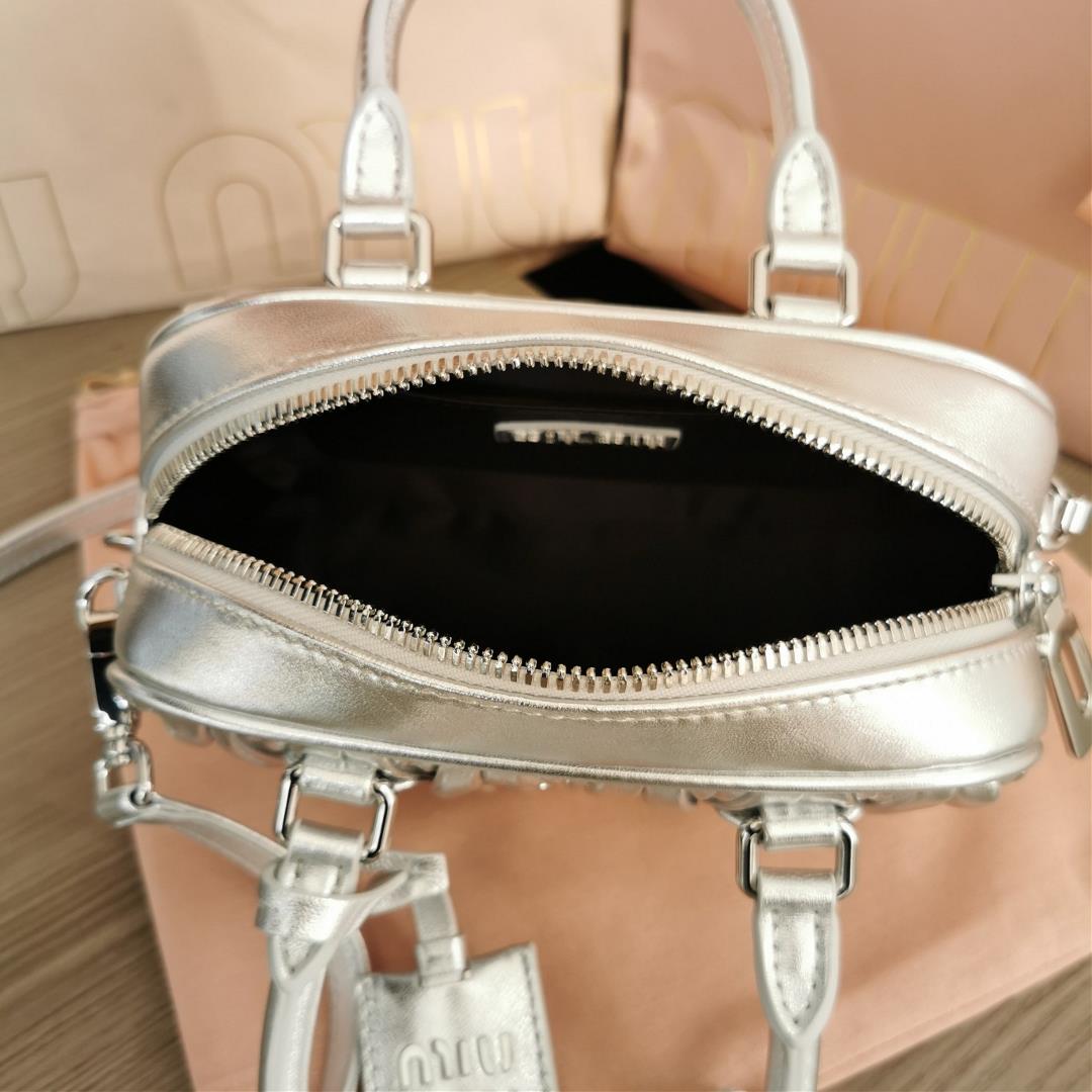 Medium Miao Familys new Too Pretty Bowling Handbag 5BB123 is made with imported lamb skin clas