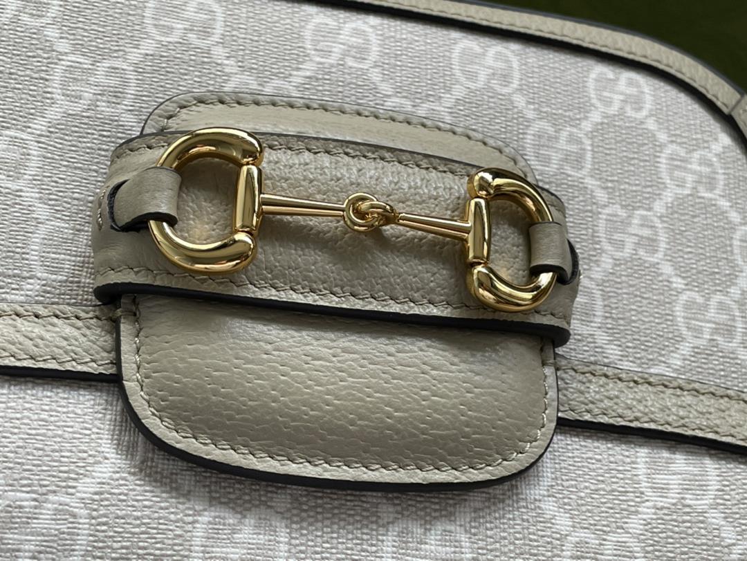 Original leather Gucci 658574PVC oat original leather horse buckle 1955 series mini handbag ad