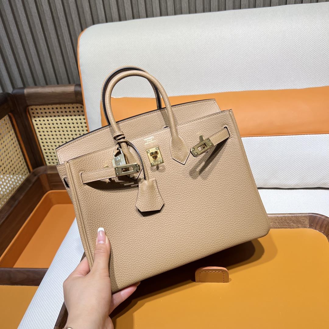 Birkin 25 Platinum Togo OM Chai Masala Milk Tea Color Inner Seam Gold Buckle Purchase Level Top Orig