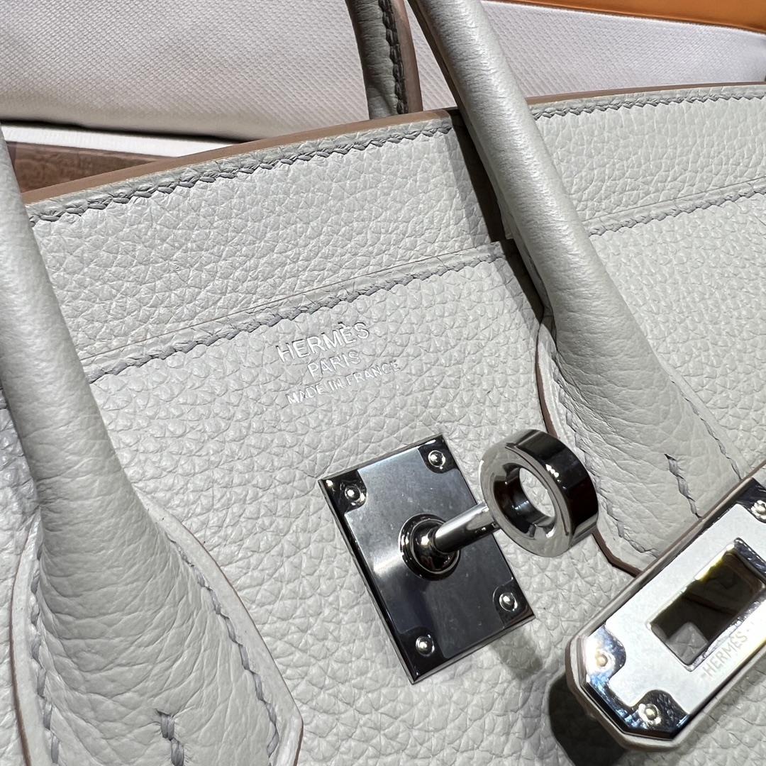 Birkin 25 Platinum Togo 8L Glacier White Beton Inner Seam Silver Buckle Purchase Level Top Ori