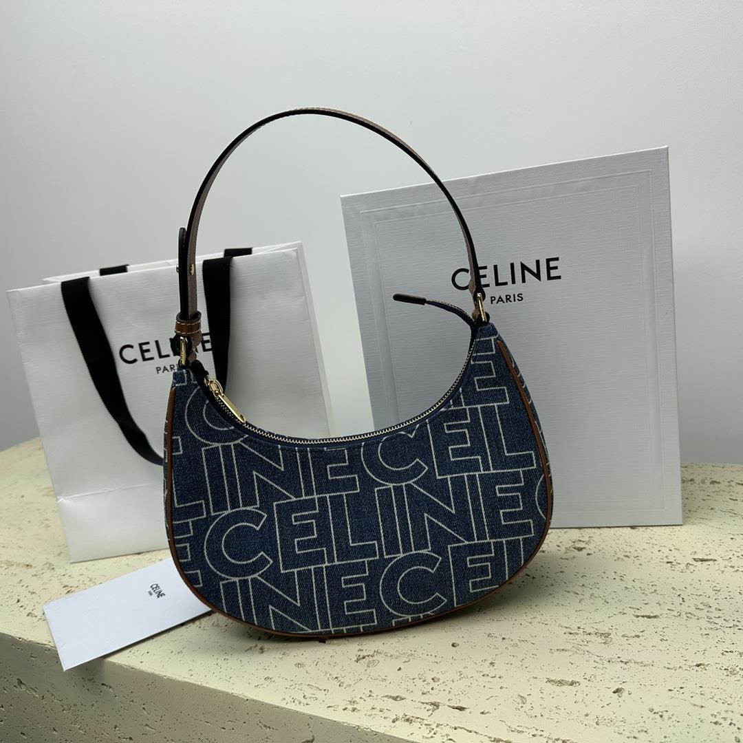 celines new AVA letter logo full body printed fabric decorative handbag shoulder and carry zip