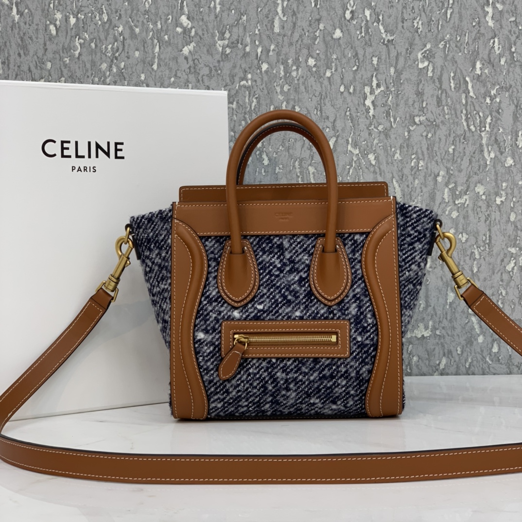 CELINE classic smiley bag floral jacquard fabric  overseas original single parallel cargo  small 20C