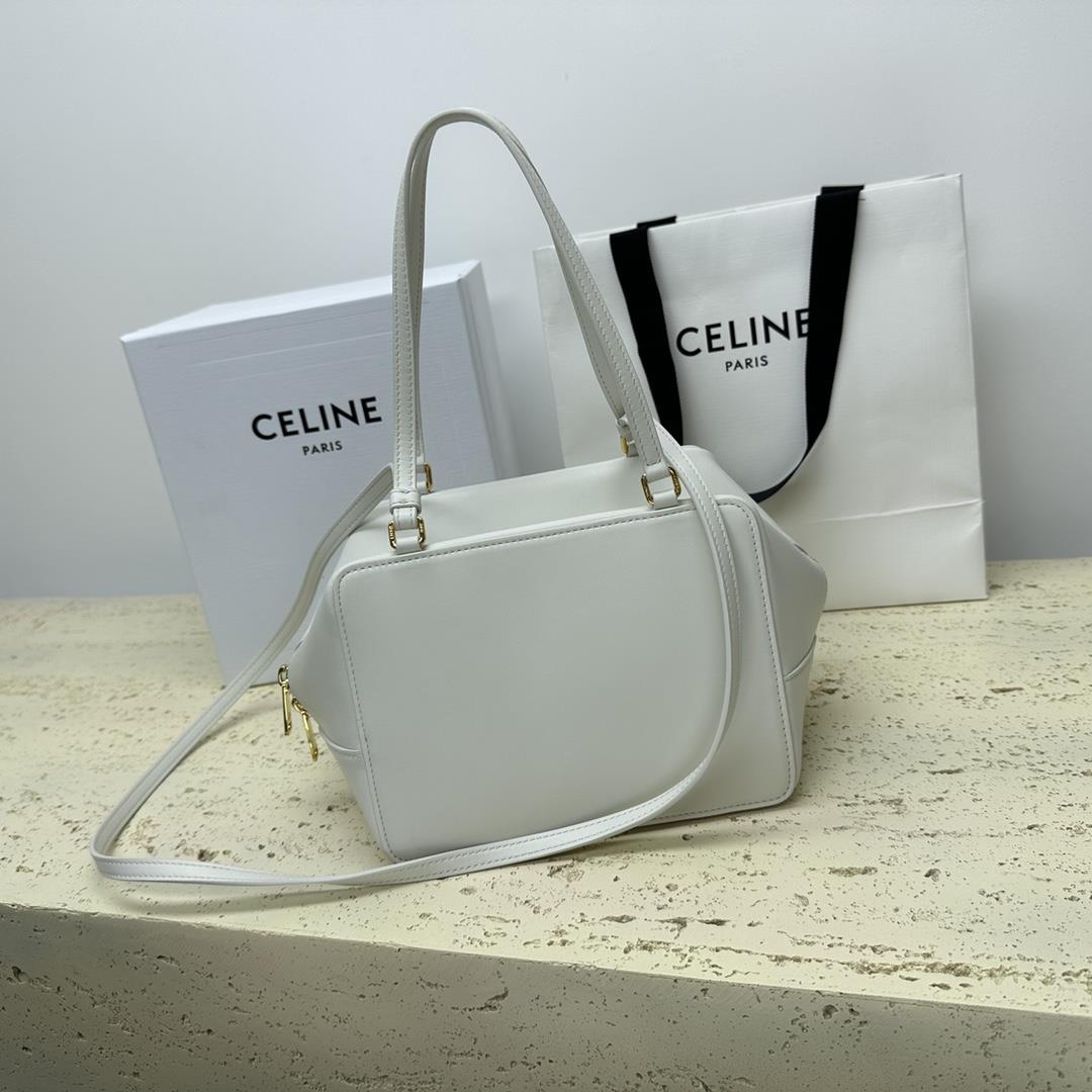 celines new FOLDED CUBE smooth cow leather handbag lined with suede cow leather carrying shoul