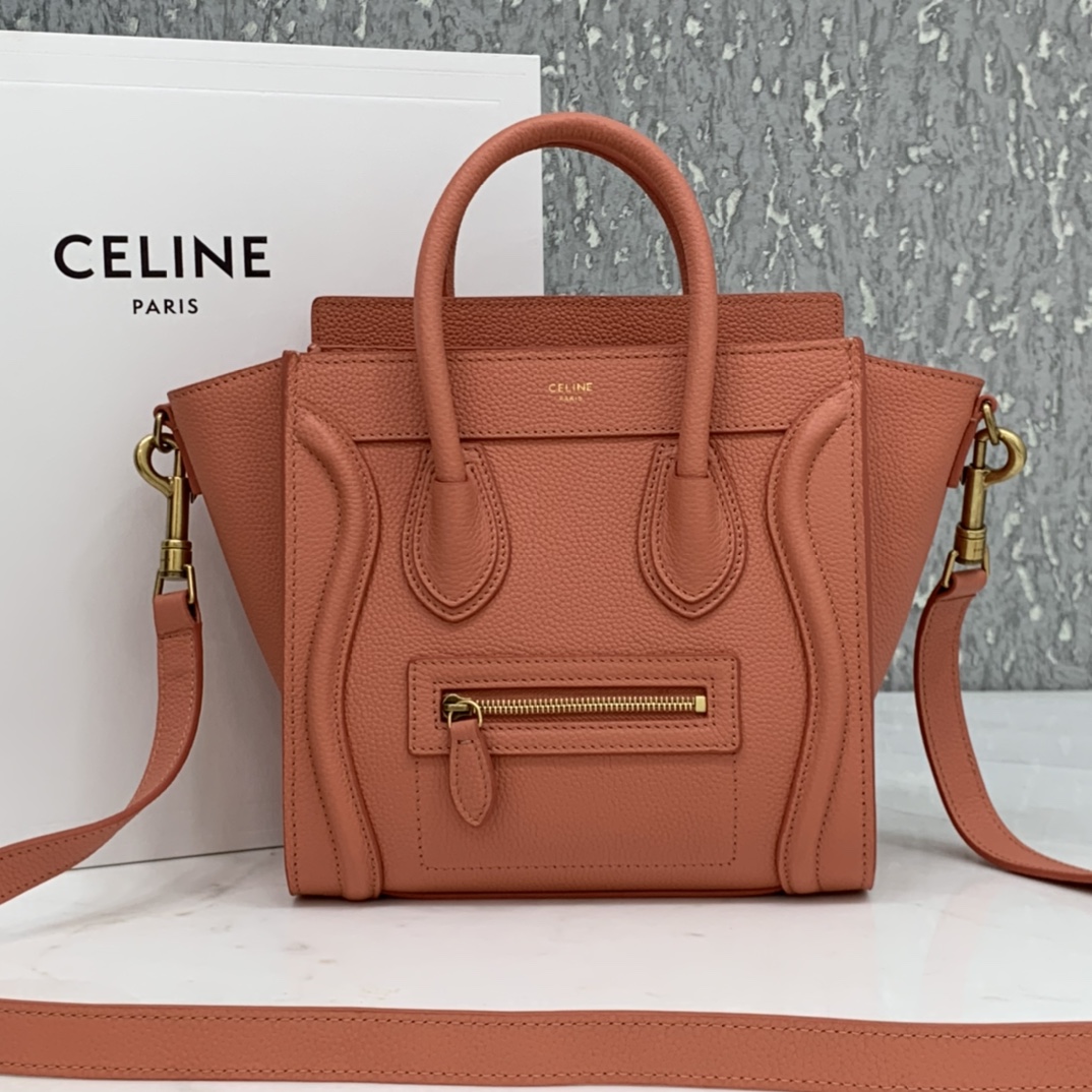 New version of CELINE smiley bag  original overseas single parallel cargo 20CM LUGGAGE calfskin hand