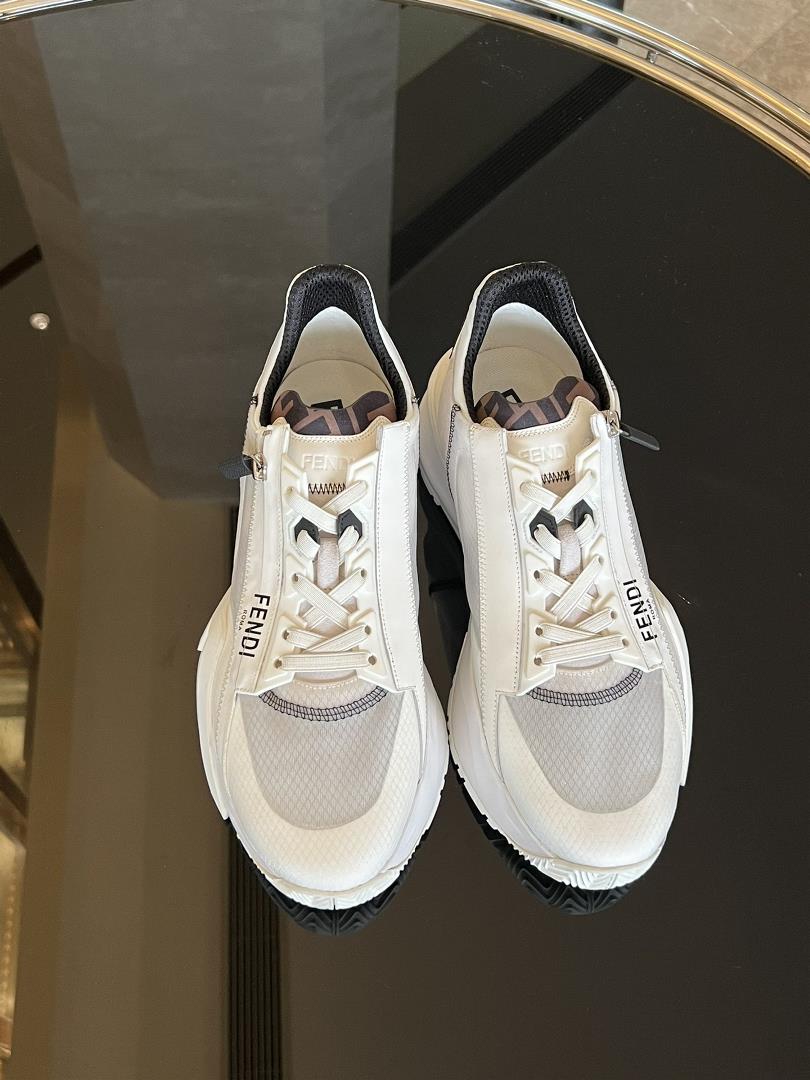 Fendi Flow One Step Sneaker Mens ShoePaired with elastic shoelaces and elastic inserts the wavy so