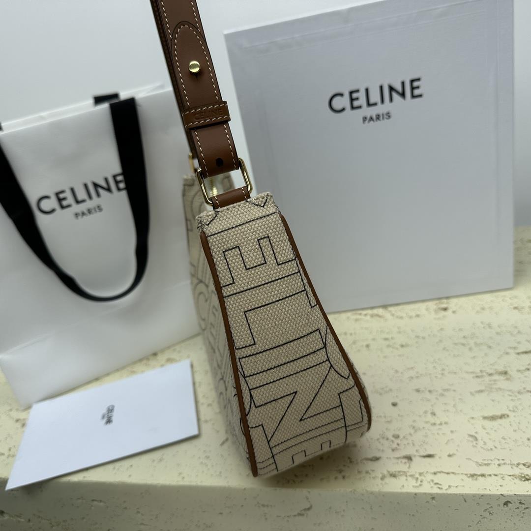 celines new AVA letter logo full body printed fabric decorative handbag shoulder and carry zip