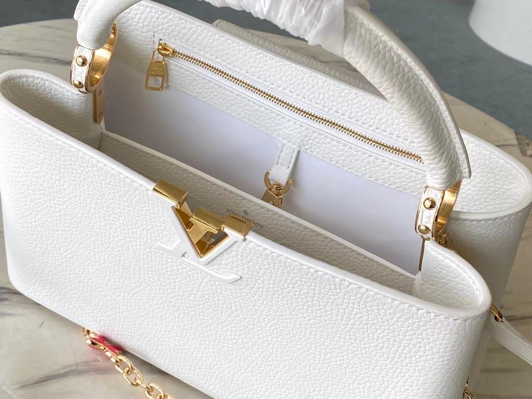 The top quality original M22512 white Capuchines medium size handbag showcases the new seasons