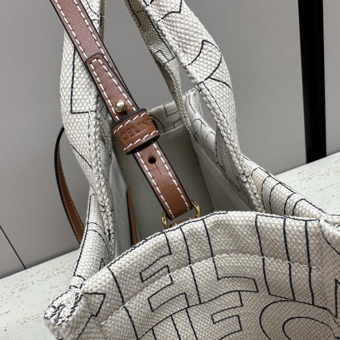 celines new CABAS THAIS printed fabric handbag with linen lettering cannot accommodate tablets