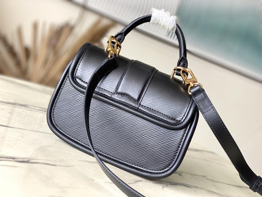 M22724 blackThis Hide Seek handbag features Epi leather accents in bright tones featuring