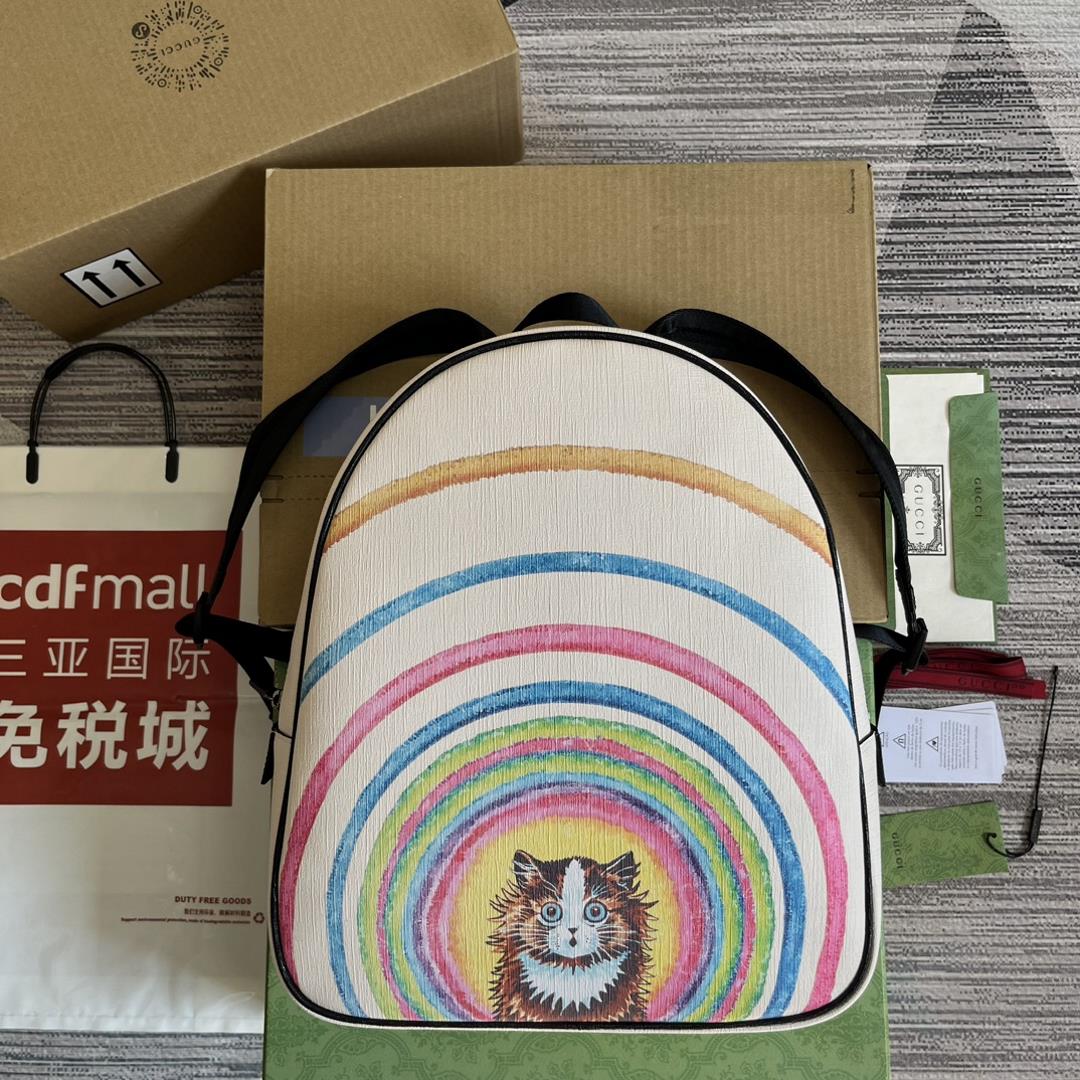Equipped with a complete set of counter green packaging rainbow cat print backpacks inspired by sele