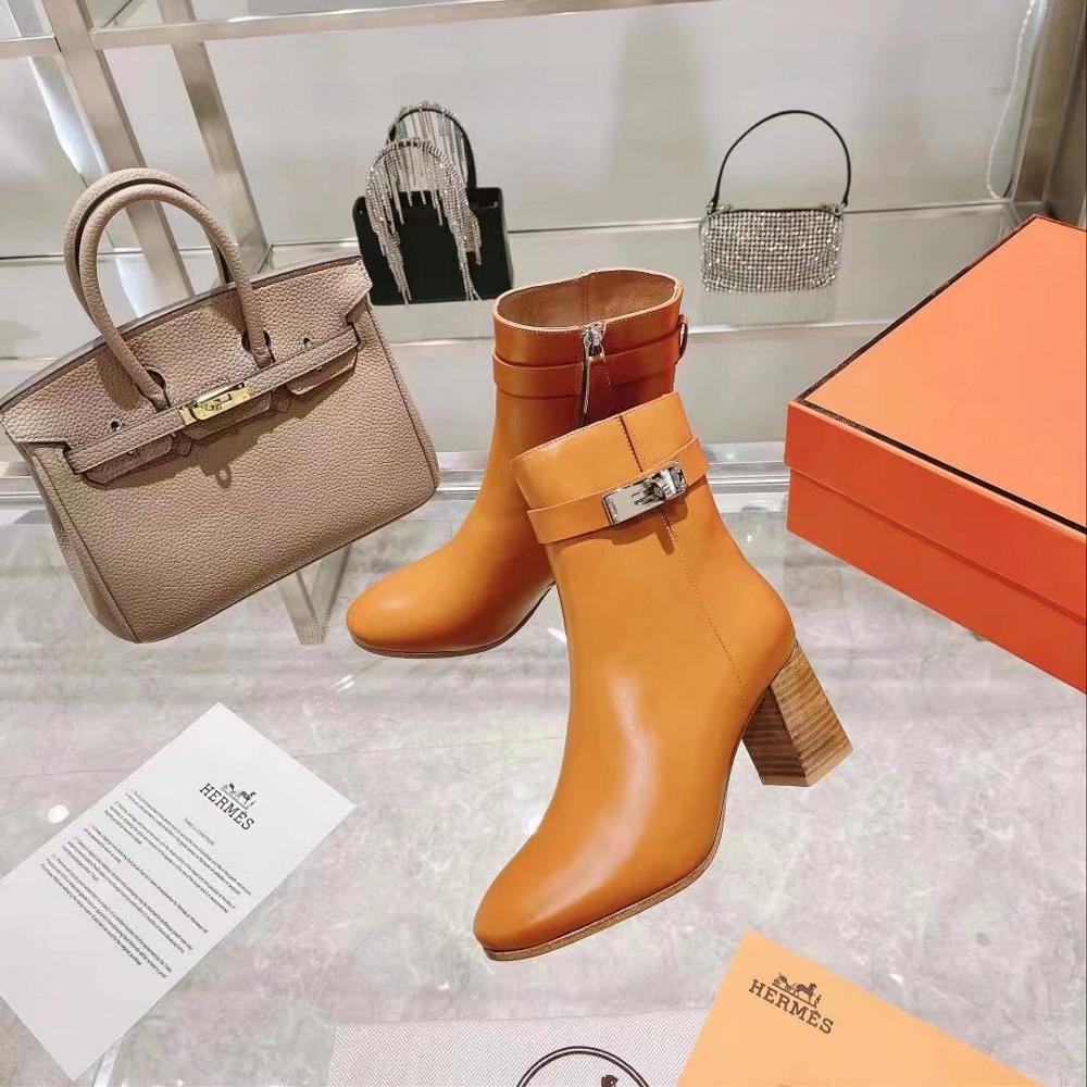 Long term stock Hermes autumn and winter fashion womens boots made of grain calf leather