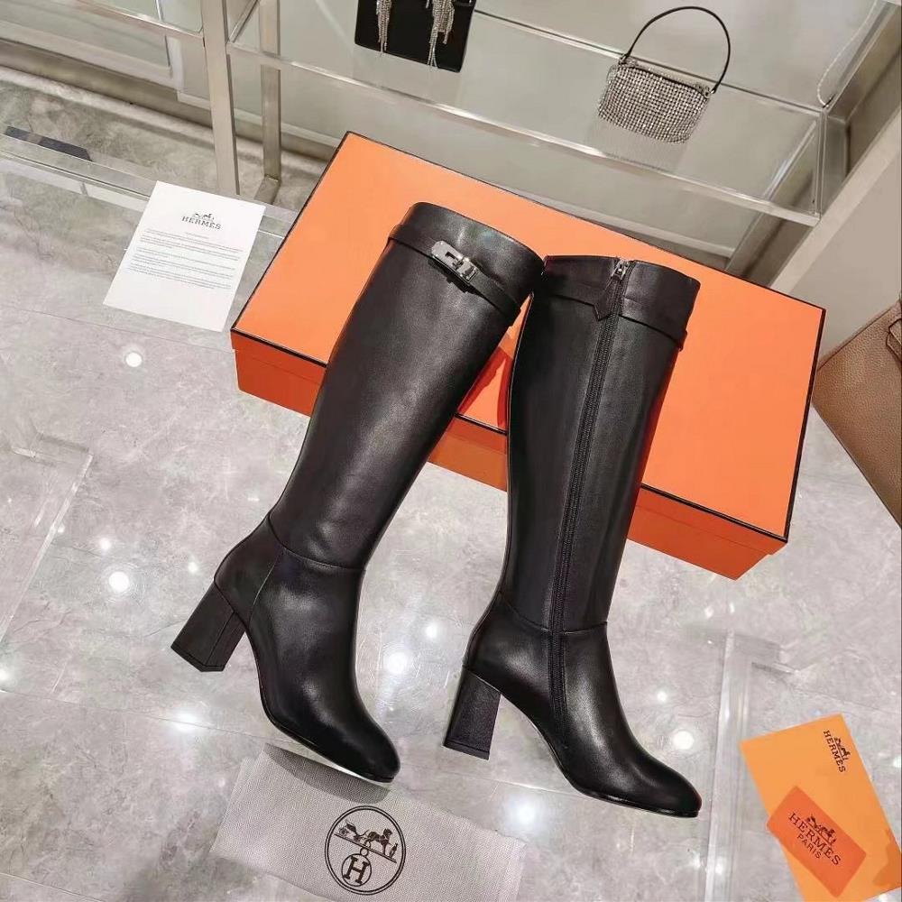 Long term stock Hermes Hermes autumn and winter new womens fashion boots grain leather l