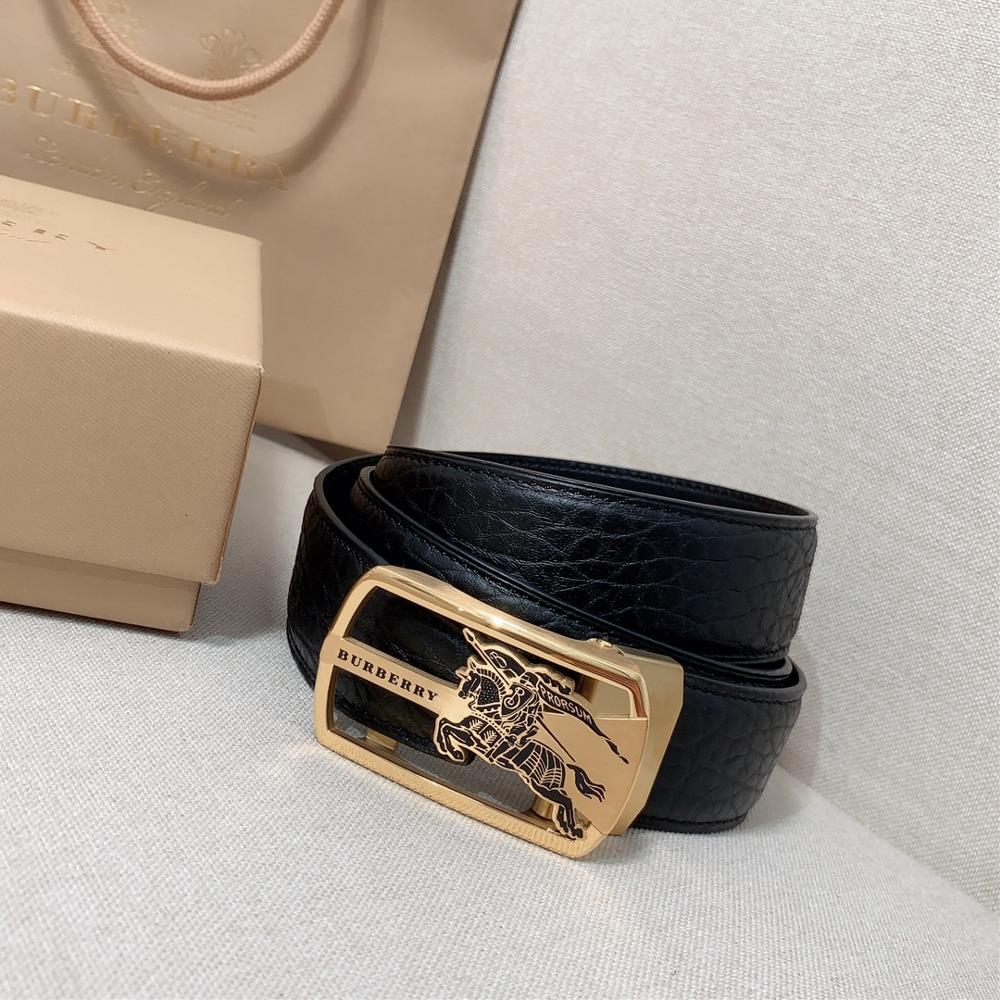 Burberry new mens belt calf leather belt steel automatic buckle Burberry casual style 35cm  professional luxury fashion brand agency businessIf