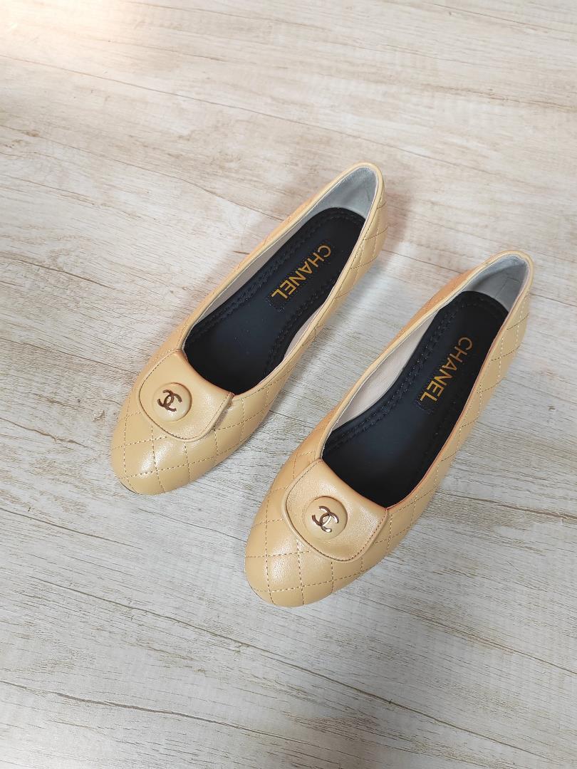 chanel 23C New Metal Button Single Shoes Ballet Flat Shoes Classic in the original 11 repl