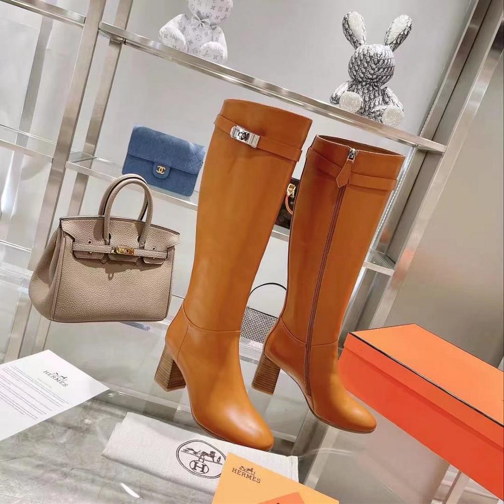 Long term stock Hermes autumn and winter womens fashion 15 inch womens long boots made o