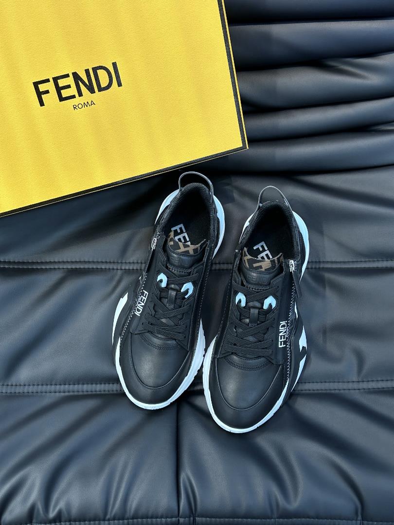 FendFlow mens casual sports shoes paired with elastic straps side zippers and a corrugated sole