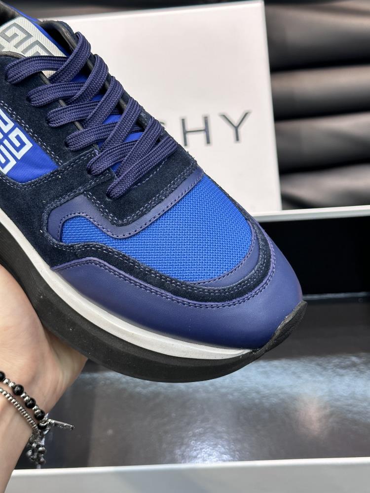 The givenchy brand new  mens thick sole elevated casual sports shoe features a highquality calf leather upper with breathable mesh for a cool and st