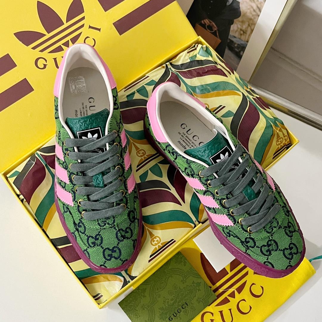 Top level version new color scheme Adidas x Gucci Co branded Gazelle sneakers Couple casual skates T