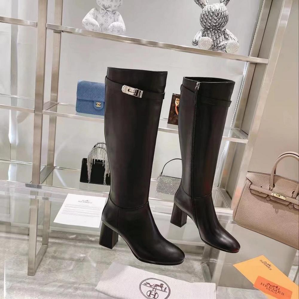 Long term stock Hermes Hermes autumn and winter new womens fashion boots grain leather l