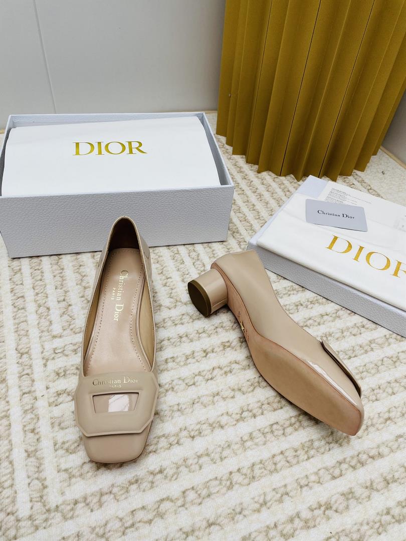 dIOR SpringSummer New Day Series Jelly Color Thick Heel Square Headed Womens Shoes CD Le