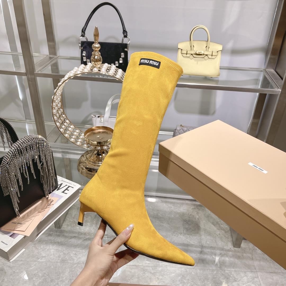 Long boots for appearance  Miu Miu runway style new spring boots for autumn and winter 2