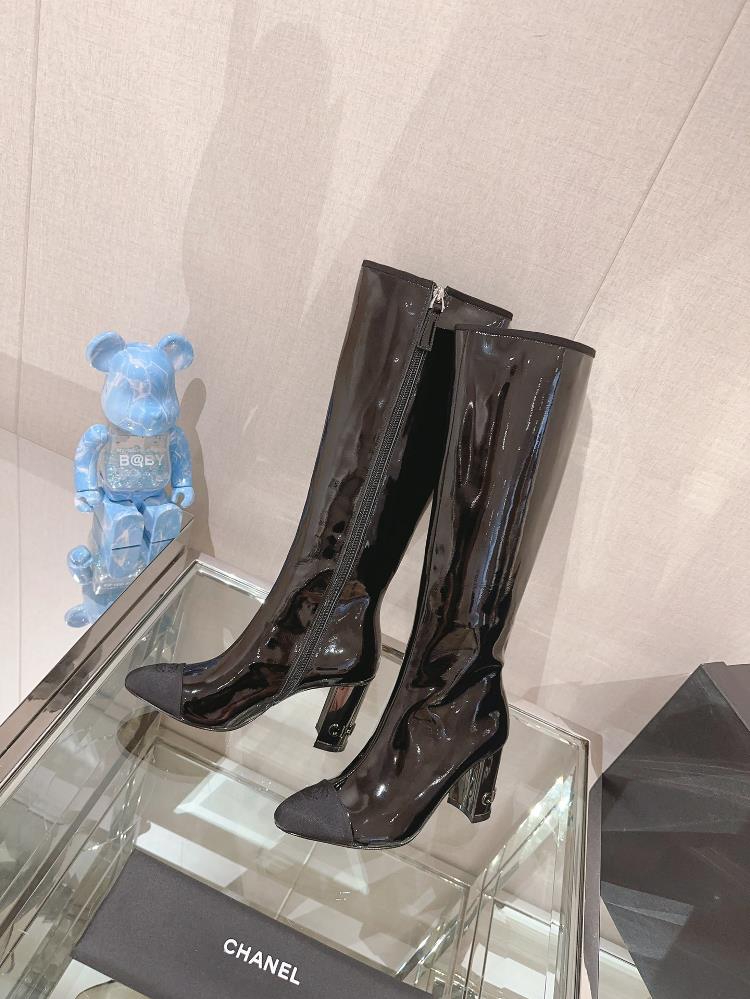 Xiaoxiang Chanel Autumn and Winter Metal High Heels Lacquer Leather Boots There are really