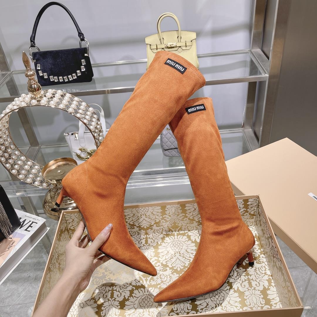 Long boots for appearance  Miu Miu runway style new spring boots for autumn and winter 2