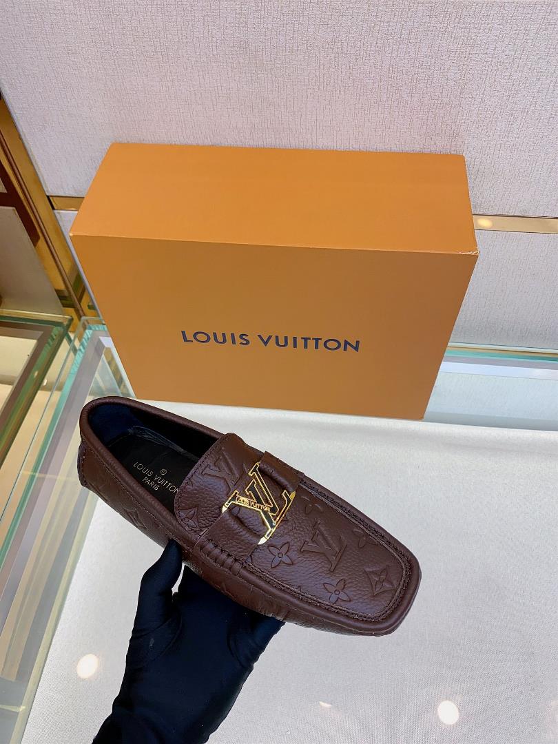 original Single Quality Counter New Louis V Pure Handmade Driving Mens Shoes Bean Shoes