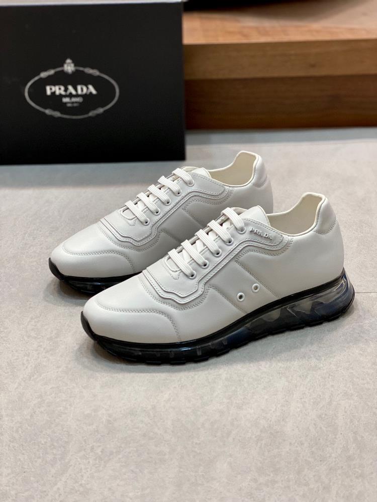 Prada Mens Lace up Air Cushion SneakersTop quality imported Napa cowhide upper made in D