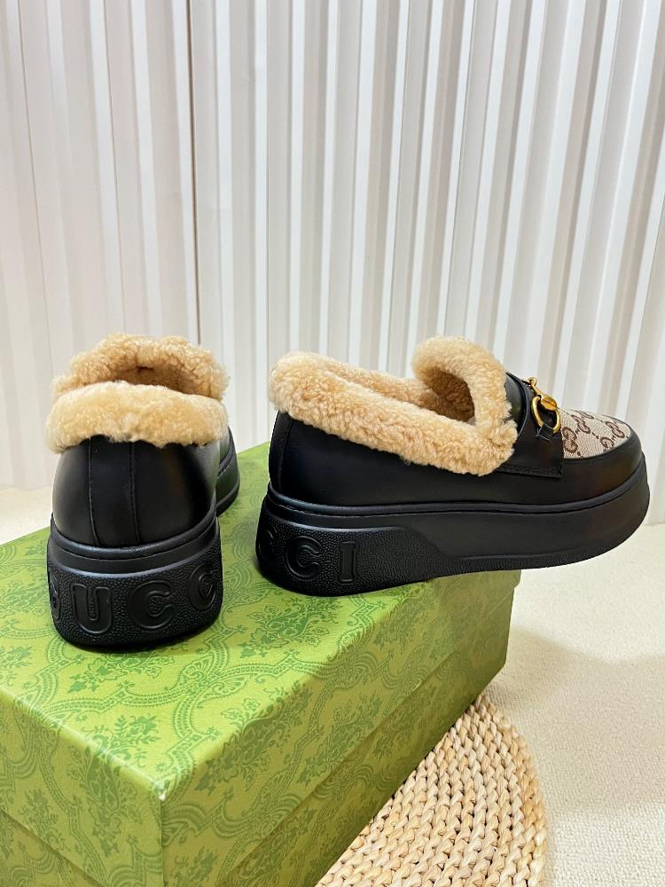 Factory top qualityGucci Winter New Nu Sheep Leather and Wool Integrated Snow Boots Wool