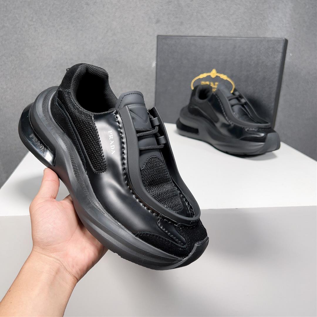 New color scheme Prad leather thick sole casual sports shoes shippedImported Napa leather