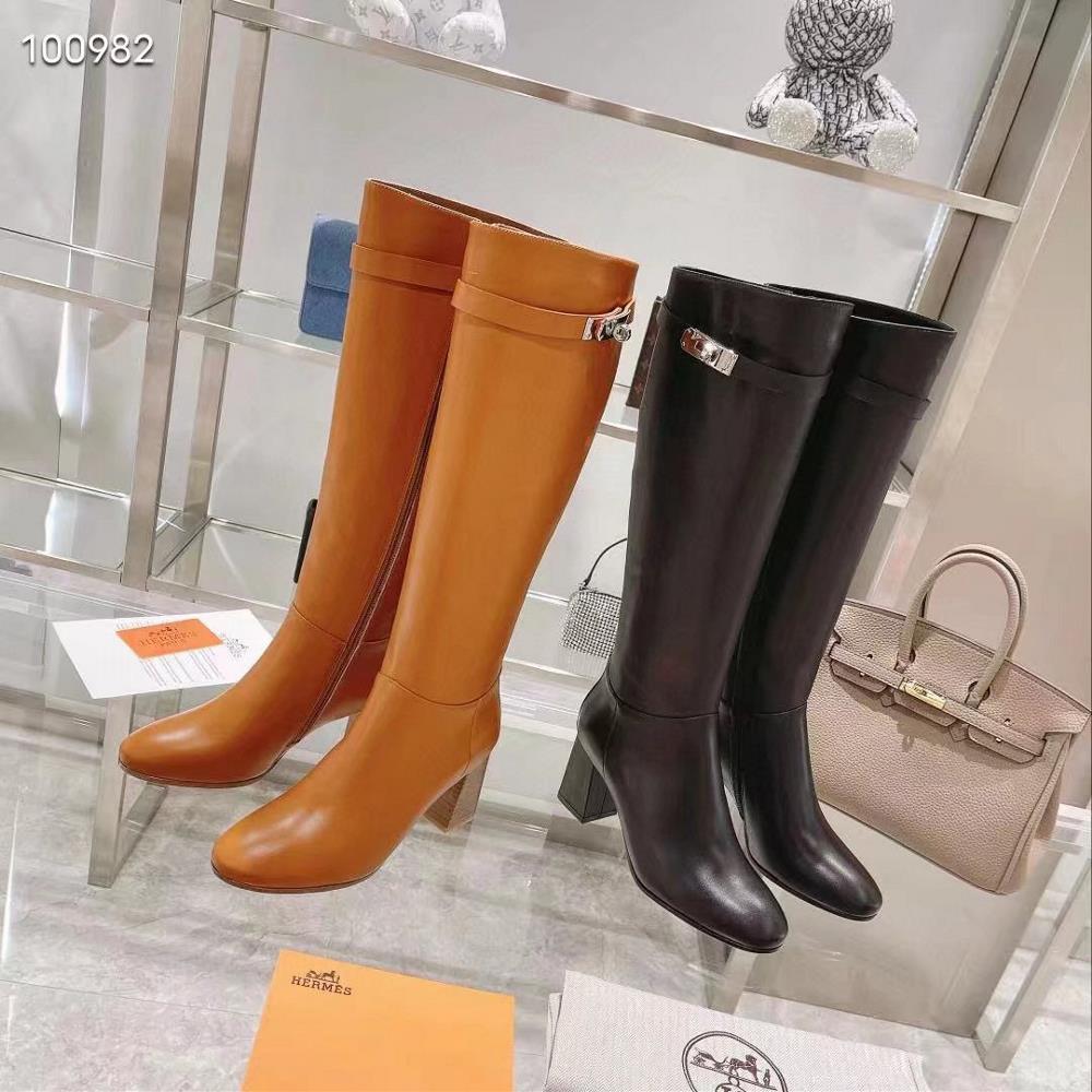 Long term stock Hermes autumn and winter womens fashion 15 inch womens long boots made o