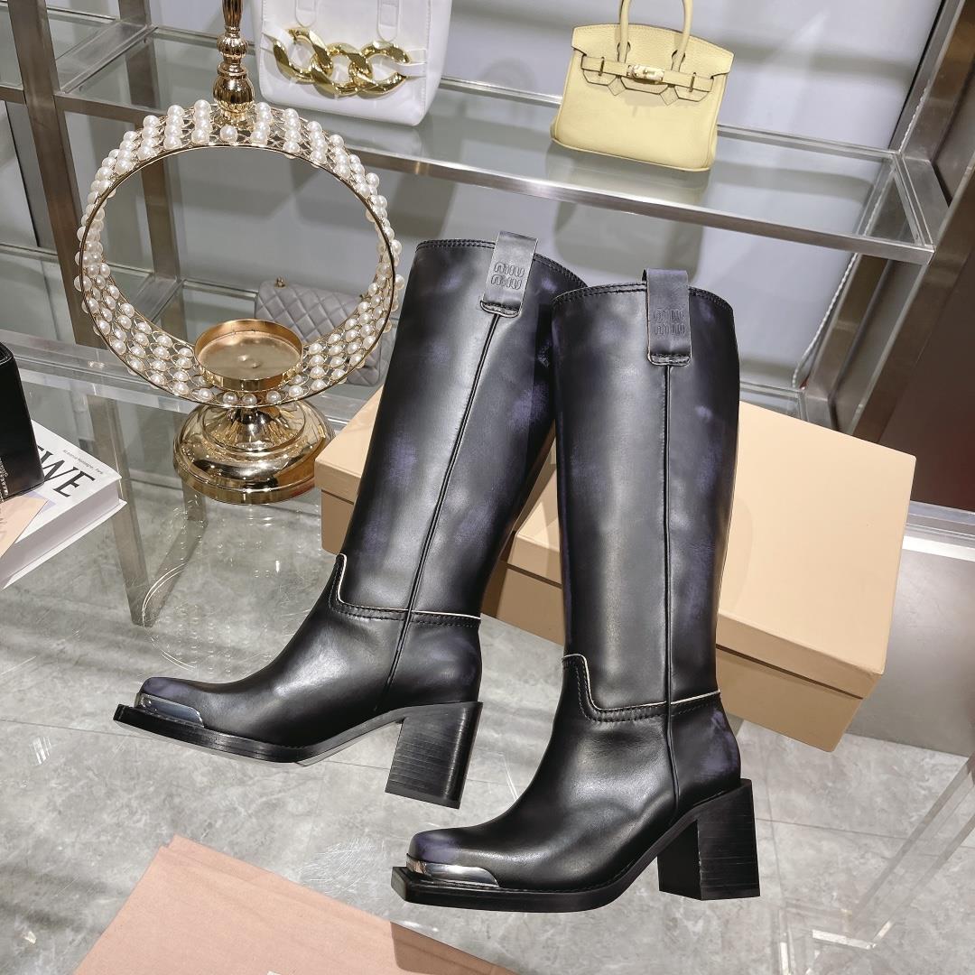 high version new MiuMi  made of old metal riding boots Here comes the new MiuMi boots wit