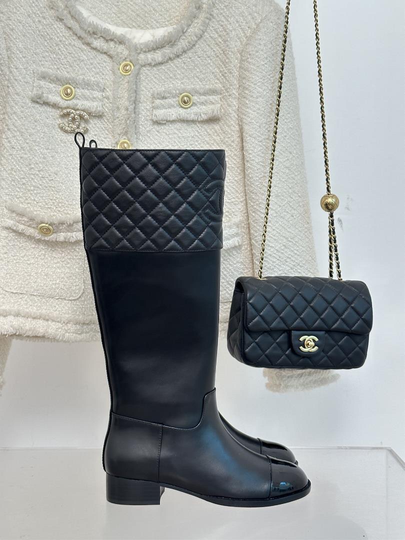 factory price chanel 23s autumn and winter new product paris walking show rhombus thick heeled boot