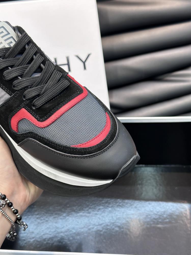 The givenchy brand new givenchy mens thick sole elevated casual sports shoe features a highquality calf leather upper with breathable mesh for a coo