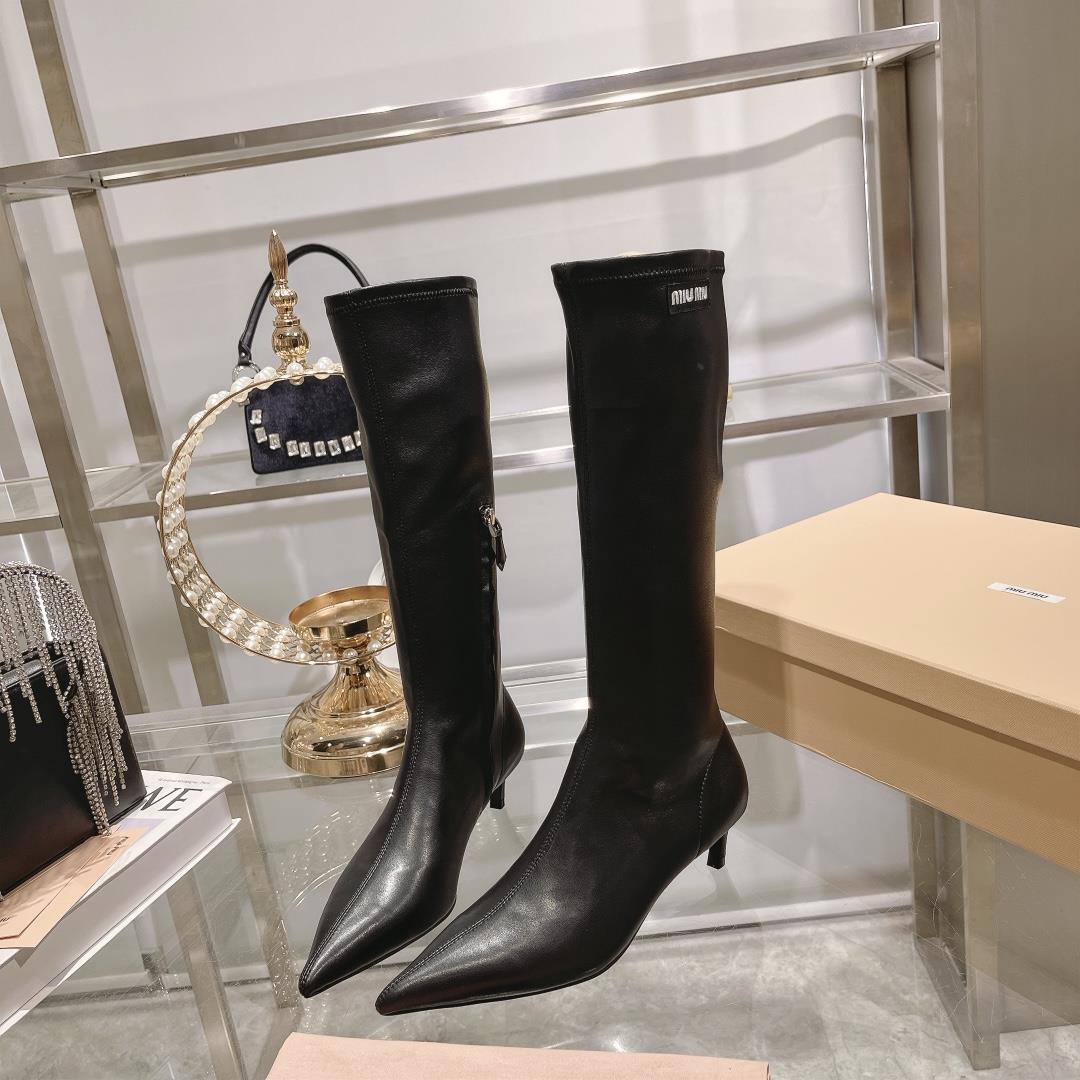 Long boots for appearance  Miu Miu runway style new spring boots for autumn and winter 2