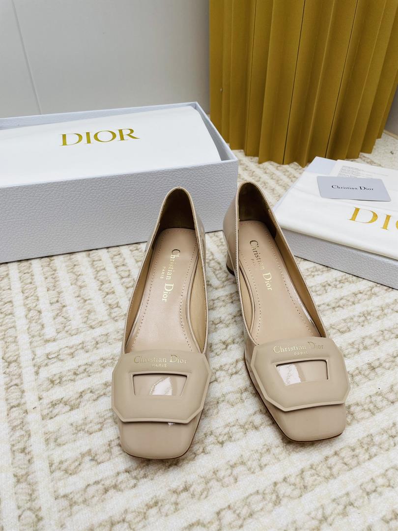 dIOR SpringSummer New Day Series Jelly Color Thick Heel Square Headed Womens Shoes CD Letter Logo