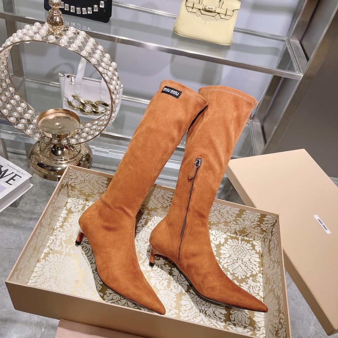 Long boots for appearance  Miu Miu runway style new spring boots for autumn and winter 2