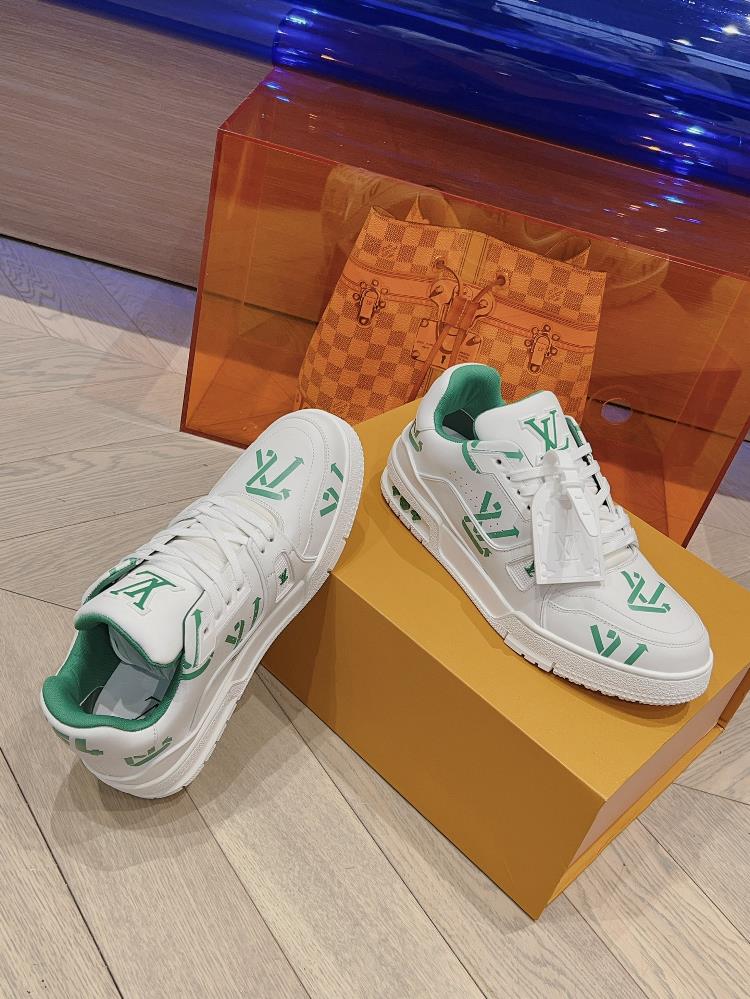 for men only The toplevel version of LV Trainer s new model uses renewable resources to create a new generation of Trainer sneakersThe shoe body is