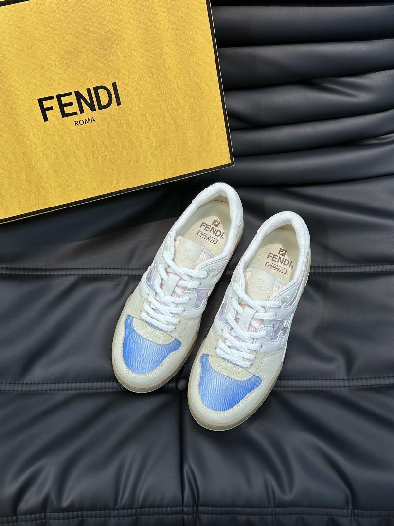Fend Mens Match Tanabata Limited Casual Sports Shoes Tongue Straps Retro Label White Suede And Le