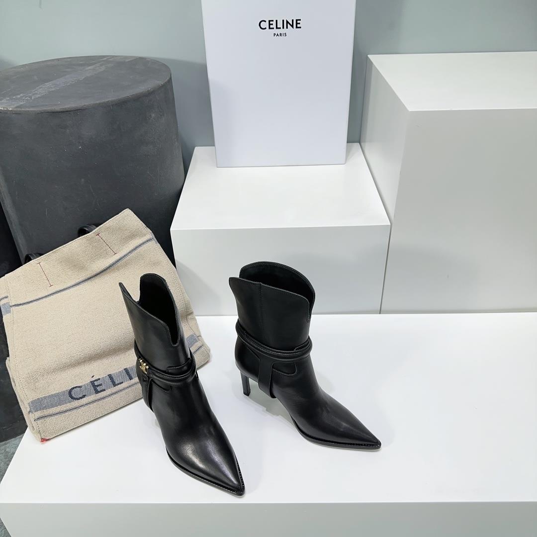 CELINE Sailing 2023ss Autumn and Winter Show New Triumphal Arch hardware buckle high heel pointed sh