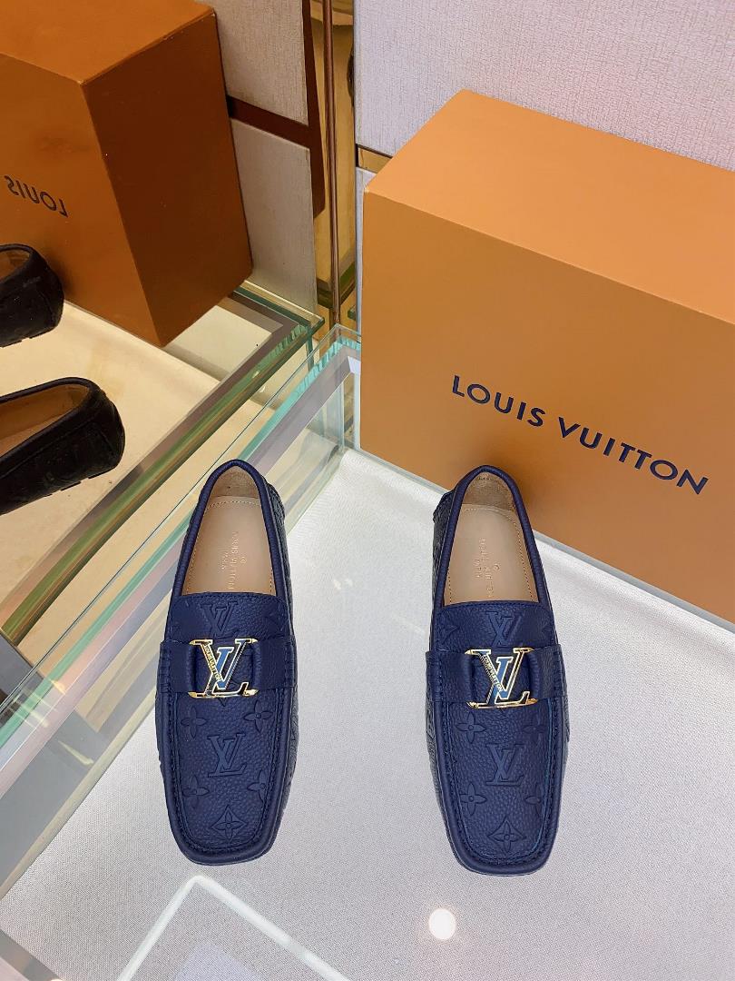 original Single Quality Counter New Louis V Pure Handmade Driving Mens Shoes Bean Shoes Footwear