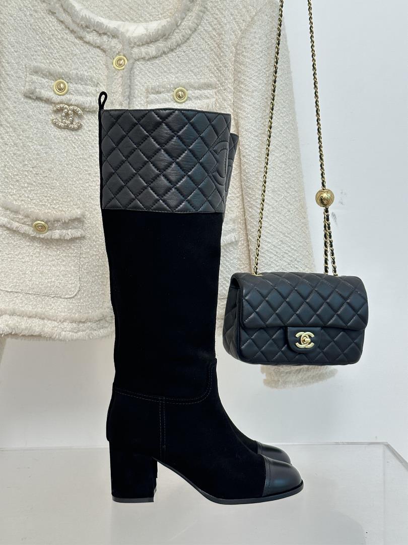 factory price chanel 23s autumn and winter new product paris walking show rhombus thick heeled boot