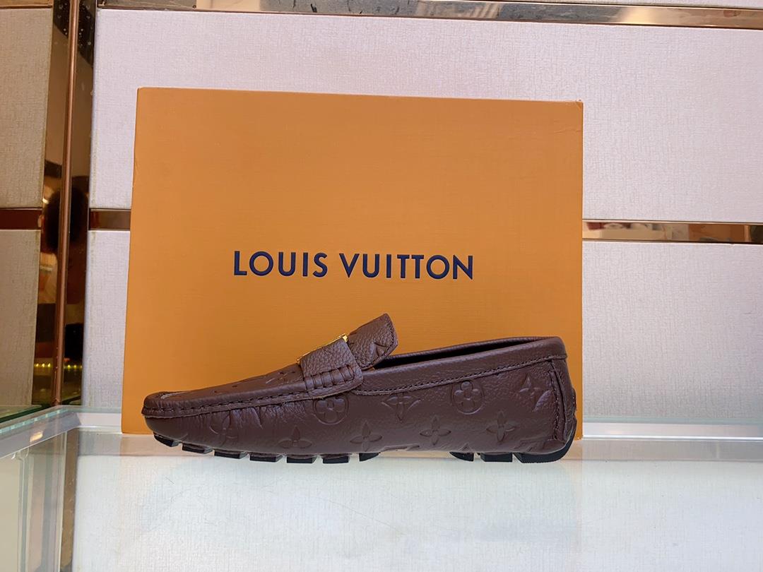 original Single Quality Counter New Louis V Pure Handmade Driving Mens Shoes Bean Shoes