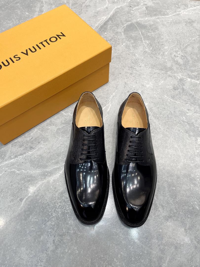 Louis Vuitton LV Mens Classic Oxford shoe Mens Business Suit Leather Shoes the original model 1