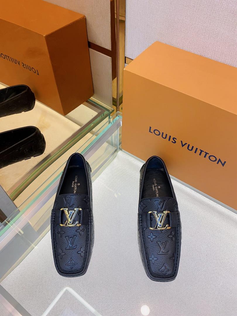 original Single Quality Counter New Louis V Pure Handmade Driving Mens Shoes Bean Shoes Footwear