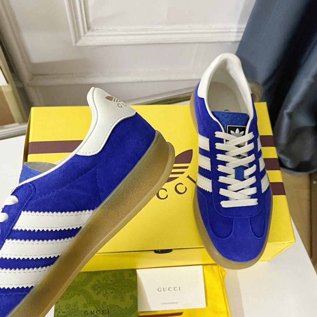 Top level version new color schemeAdidas x Gucci Co branded Gazelle sneakers Couple casual