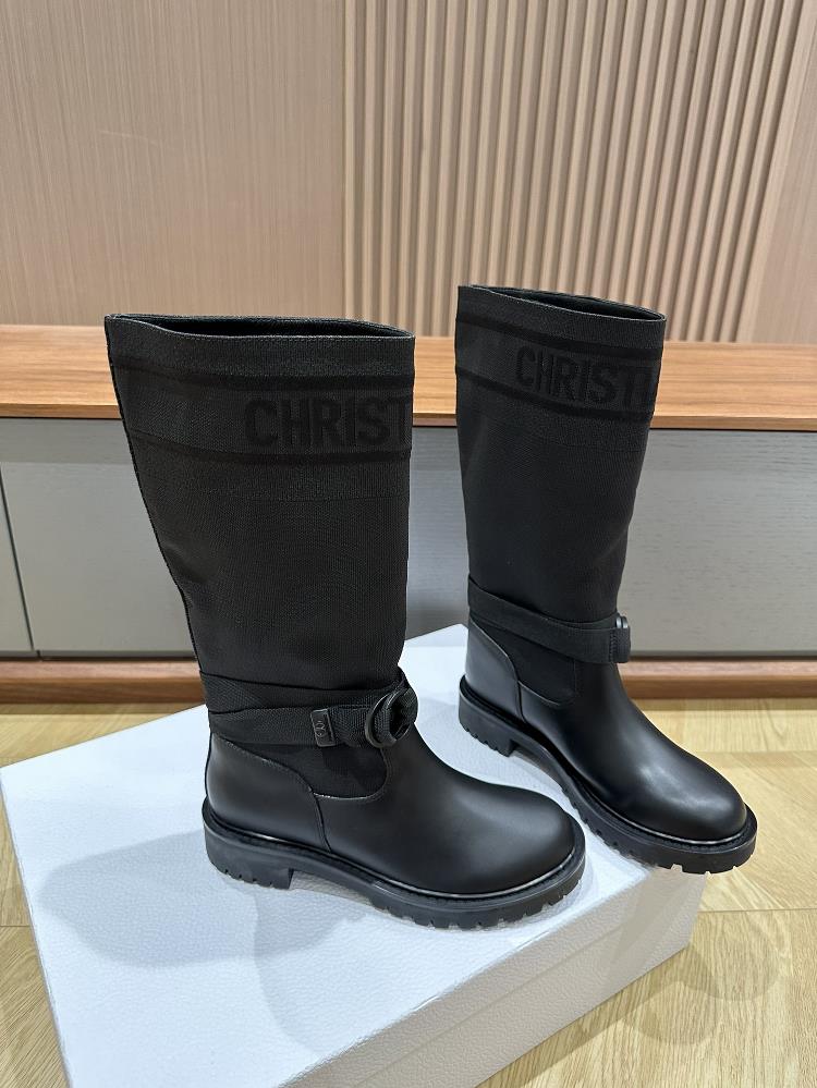 High Edition CD Classic High Boots Technology Fabric Electric Embroidery Splice Calf Leather Inner Lining Lamb TPU SoleSize3536373839 subscription 40