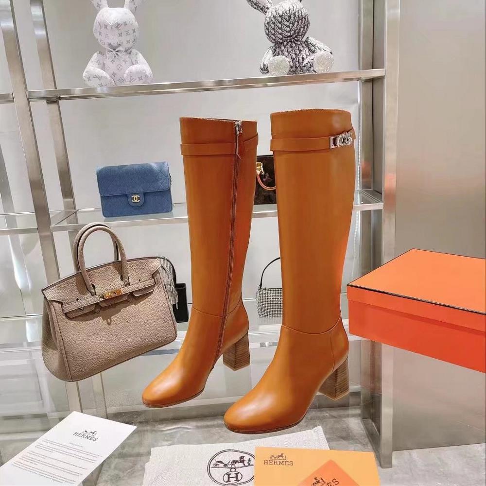 Long term stock Hermes autumn and winter womens fashion 15 inch womens long boots made o