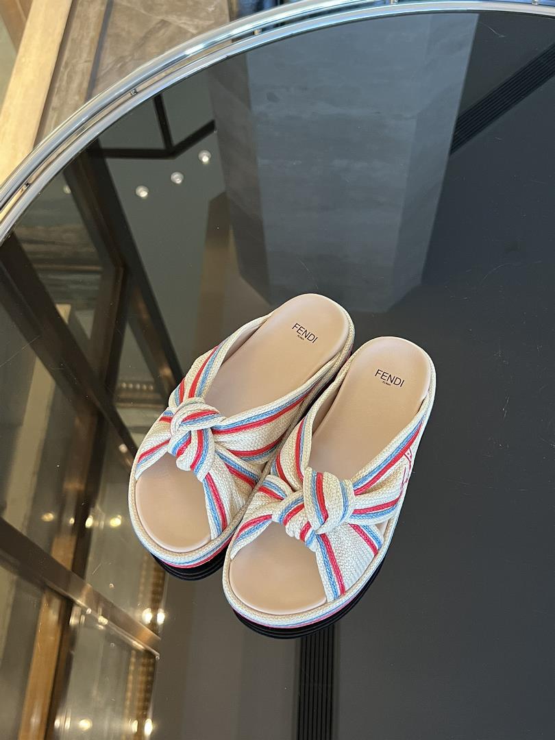 2023 Summer Latest Exclusive Top QualityFlat soled thick soled shoes knotted and tied sand